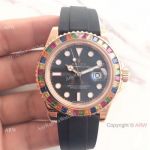 Replica High Quality Rolex Yachtmaster Rose Gold Watch Multicolor Gem